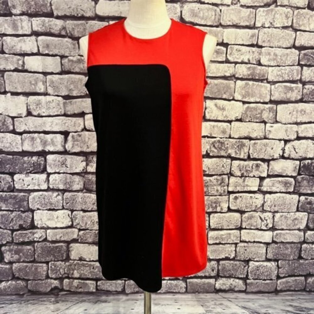 Worthington NWT Red & Black Colorblock Sleeveless Dress Size M